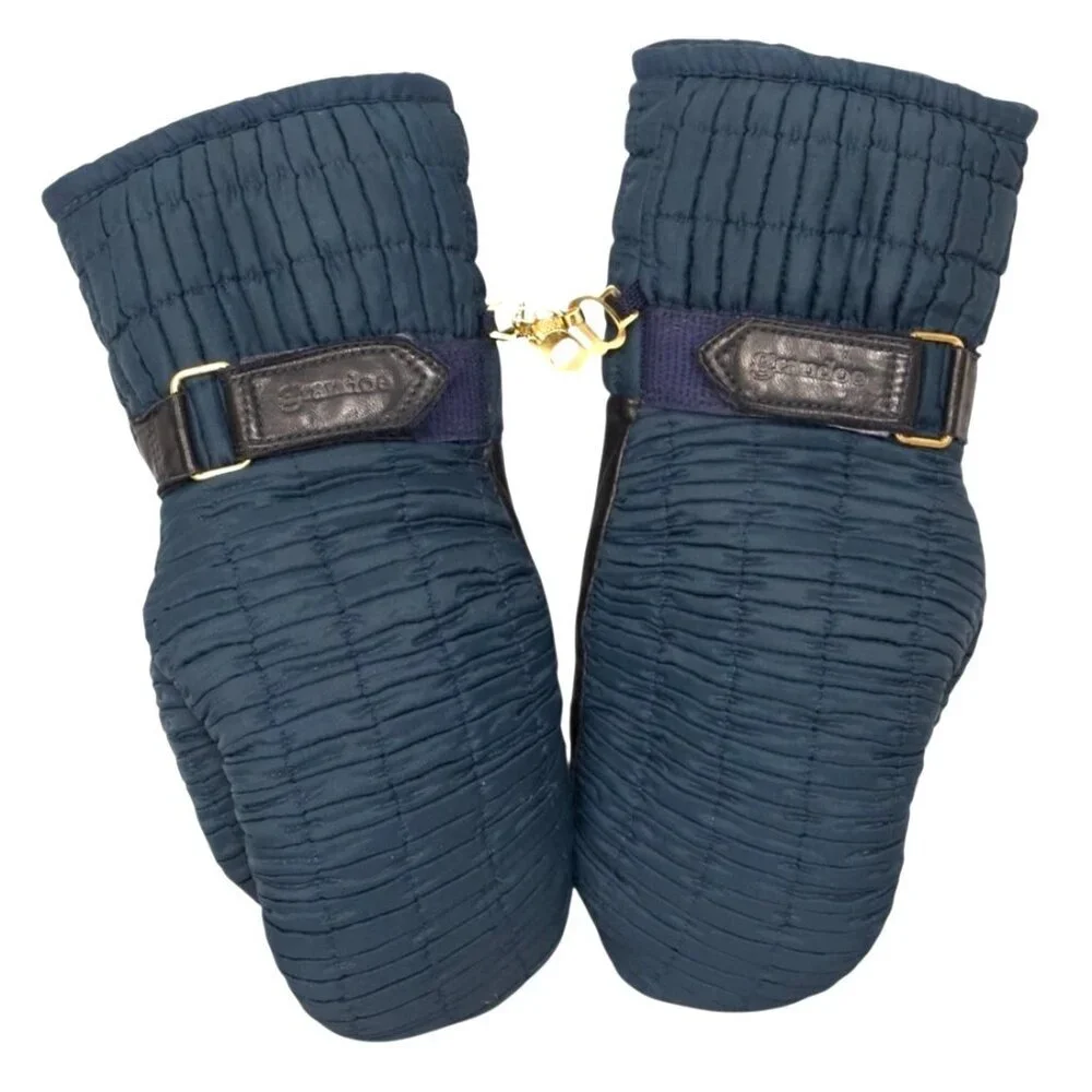 GRANDOE Womens Mittens M/L Blue Ski Snowboard Gloves Vintage